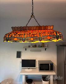 Lampadario stile Tiffany - Libellule color ambra
