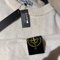 Felpa girocollo panna/bianca stone island