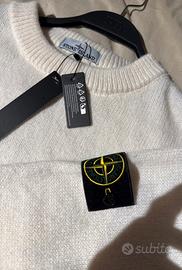 Felpa girocollo panna/bianca stone island