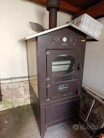 forno a legna da esterno rosso fuoco