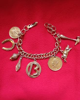 bracciale vintage con charms portafortuna