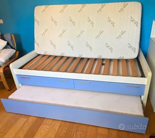 Letto singolo con cassetti e letto estraibile