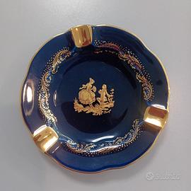 POSACENERE PORCELLANA LIMOGES BLU 