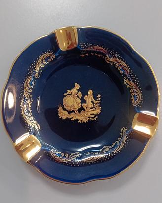 POSACENERE PORCELLANA LIMOGES BLU 