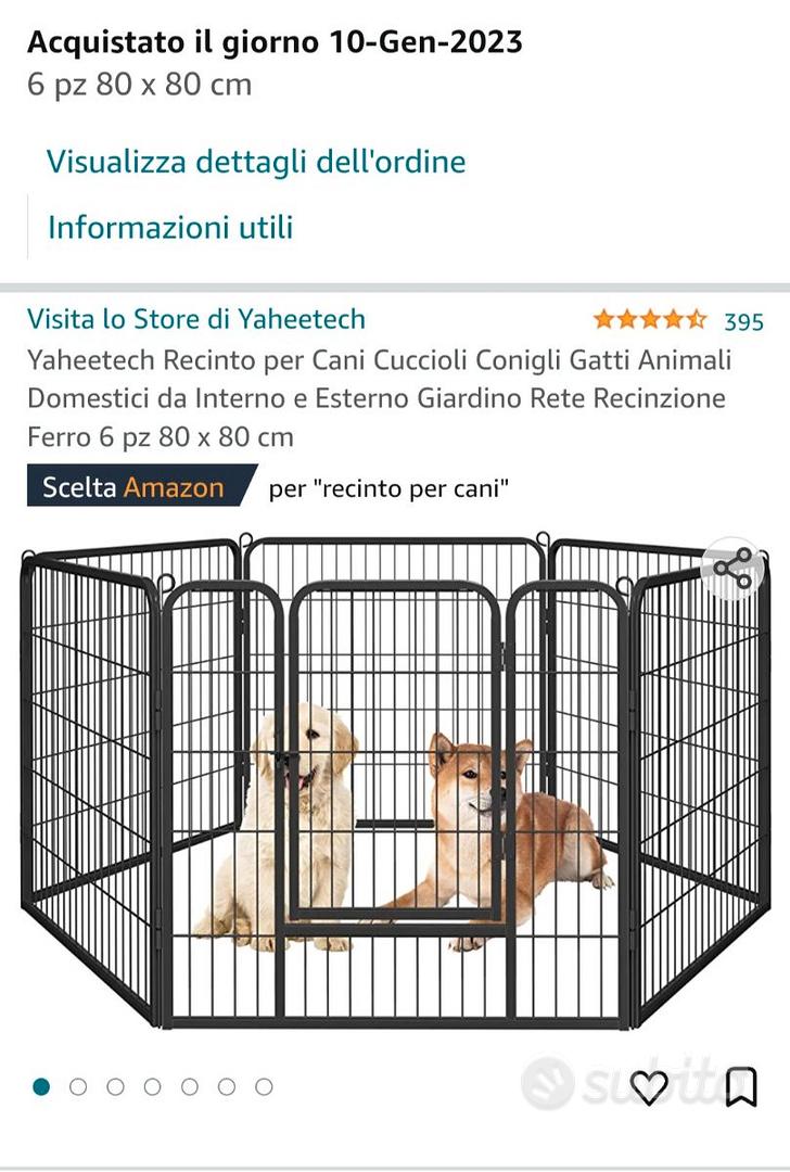 Yaheetech Recinto per Cani Cuccioli Conigli Gatti Animali da Interno e  Esterno Giardino Rete Recinzione Ferro