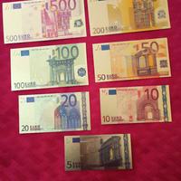 7 PEZZI BANCONOTE- EU- LAMINATI ORO colorata