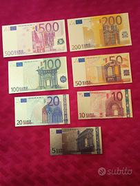 7 PEZZI BANCONOTE- EU- LAMINATI ORO colorata