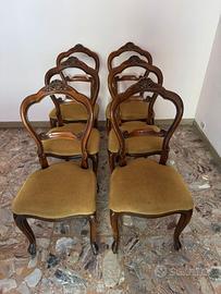 Set 6 sedie in legno stile classico