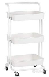 2 Carrelli portaoggetti, bianco con ruote