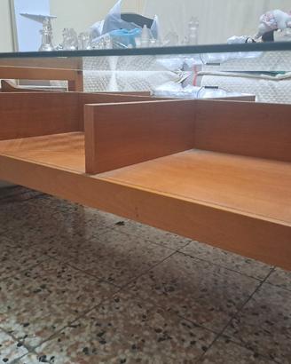 tavolino decorativo in legno e vetro