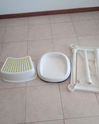 set per bambini (rialzino, sgabellino e tavolino)