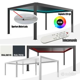 Pergole bioclimatiche 6x3 motorizzate LED antracit