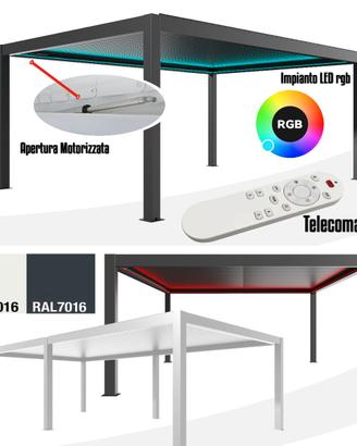 Pergole bioclimatiche 6x3 motorizzate LED antracit