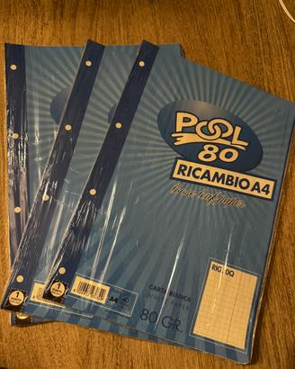 3 ricambi A4 a quadretti 0Q – nuovi sigillati
