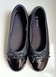 ballerine con plateau e punta in vernice 