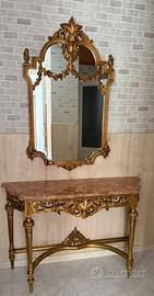 Consolle con specchiera in stile barocco veneziano