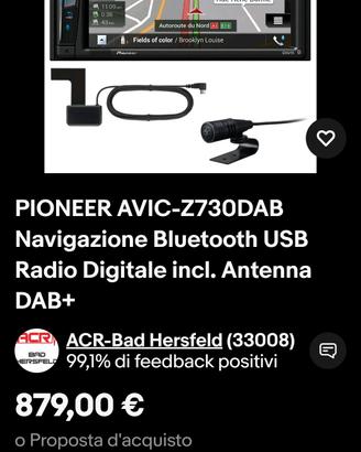Pioneer AVIC-Z730DAB  autoradio navigatore DAB-GPS