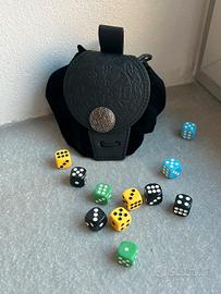 Mini sacca porta dadi vichinga in simil pelle nera