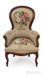 Poltrona bergère a pozzetto stile Luigi Filippo