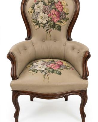 Poltrona bergère a pozzetto stile Luigi Filippo
