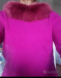 maglione donna lana ed eco pelliccia 