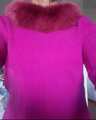 maglione donna lana ed eco pelliccia 
