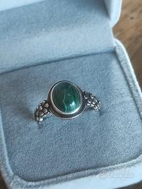 Anello in Argento S925 con Malachite Naturale