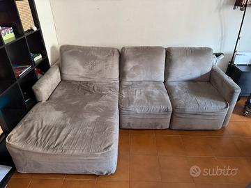 Divano 3 posti con chaise longue e allungabile