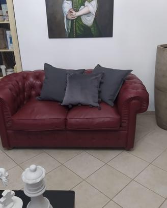 Coppia di divani Chesterfield in VERA pelle