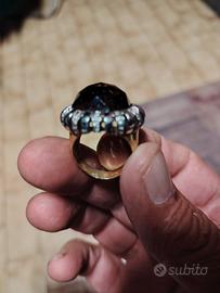 anello oro 18kt brillanti e pietra semipreziosa