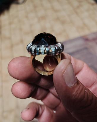 anello oro 18kt brillanti e pietra semipreziosa