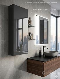 Pensile, bagno, finitura lucida, grigia, antracite