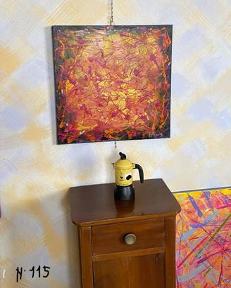 Cm 50x50 quadro astratto giallo e rosso