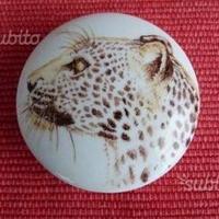 Scatola porcellana leopardo dipinto a mano NUOVA