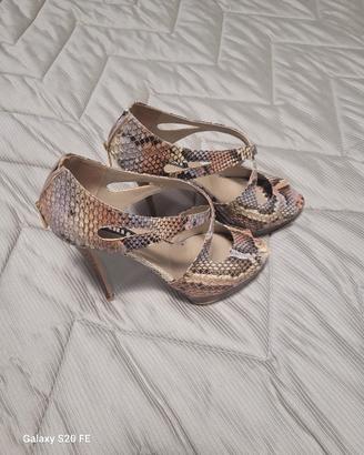 Le Silla sandali pitonati tacco alto plateau 38