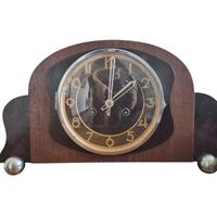 Antico Orologio Pendolo Da Tavolo In Legno Liberty