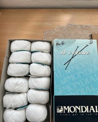 Filo uncinetto Mondial No 5 Fiocco bianco 10 gom