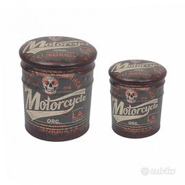 Set 2 Pouf Contenitore Tondo Vintage Anni 60 Ø30cm