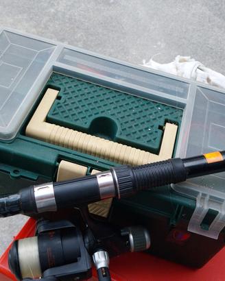 canna da pesca e valigetta 