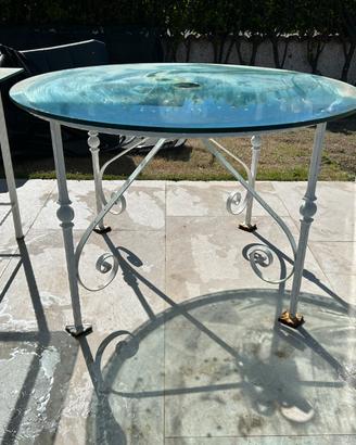 Set tavoli in vetro e ferro battuto