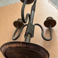 Antico candelabro  a tre bracci in rame