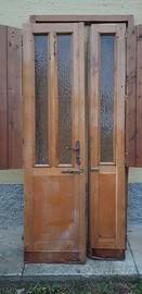 portone in legno massello a 2 ante vintage 