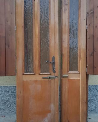 portone in legno massello a 2 ante vintage 