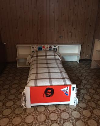 Letto singolo con libreria e armadio