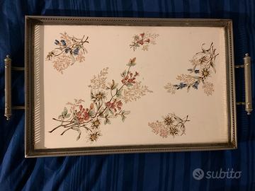 Grande vassoio ceramica e metallo 1930