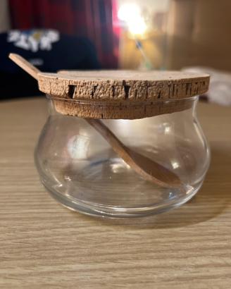Formaggiera in vetro con cucchiaino in legno
