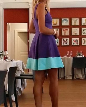 Vestito corto svasato, senza maniche, viola, Tg.42