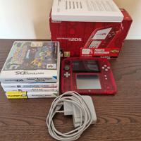 Nintendo 2DS Rossa Trasparente con Scatola+ giochi