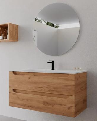 Mobile lavabo rovere con lavabo in ceramica 