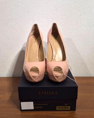 Decolletè spuntate, tacco, pelle, rosa Le Silla,41